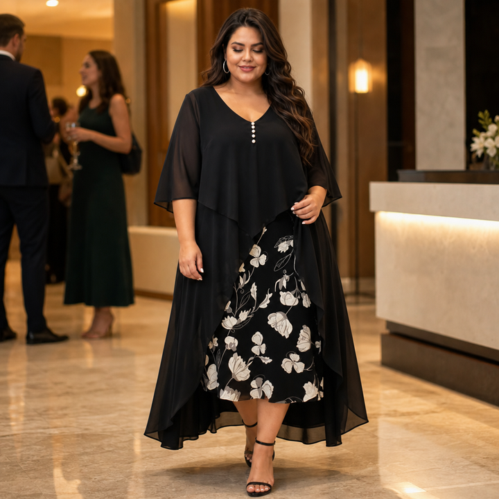Wearbella – Fake Two-Piece Asymmetrical Hem Chiffon Dress