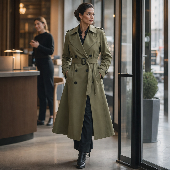 Mayfield – Double-Breasted Belted Long Trench Coat