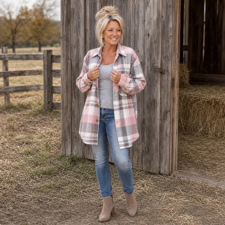 Plaidwell – Plaid Waist-Length Shirt Jacket