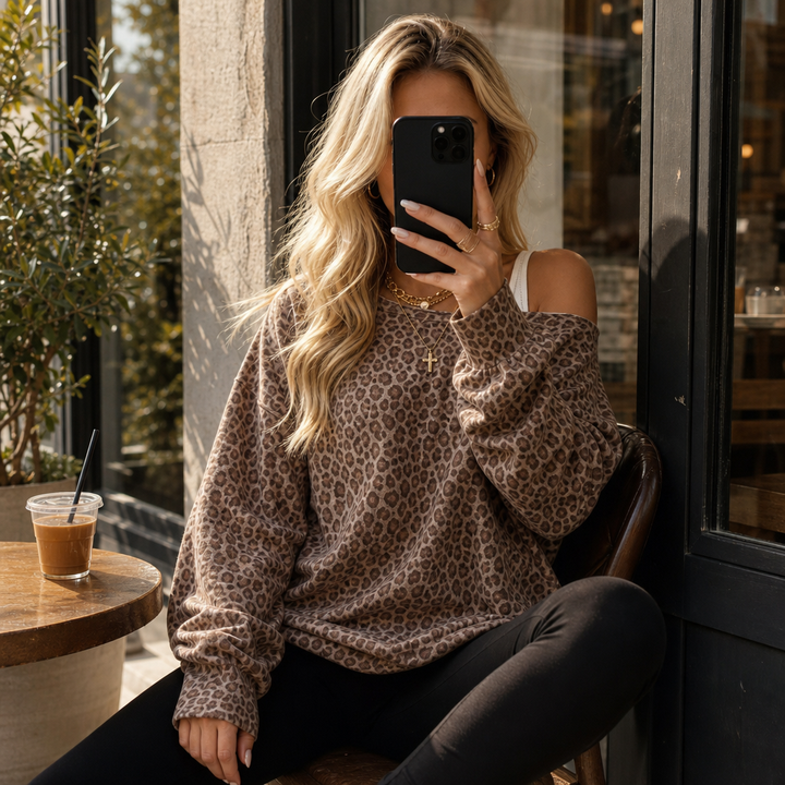 Marrylene – Leopard Print Oversized Sweatshirt