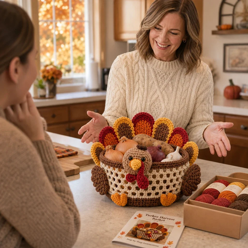 Harvest & Hue – Turkey-Shaped Crochet Basket Kit