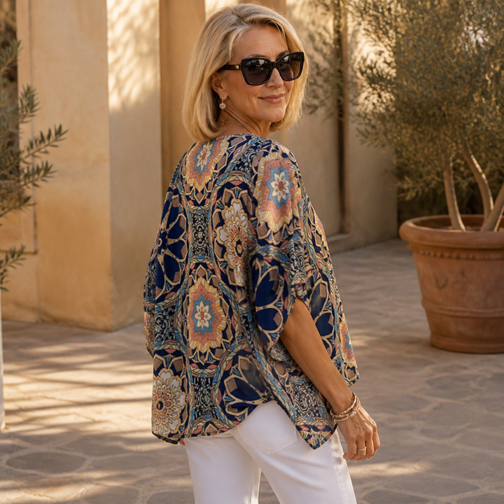Wanderloom – V-Neck Blouse With A Drape That Skims, Not Clings