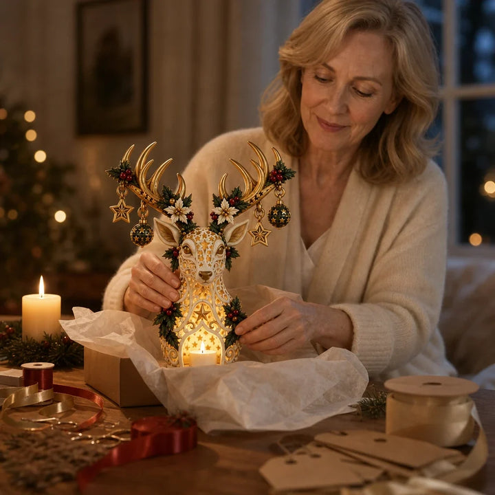 Starlit Fawn – Reindeer Christmas Tealight Holder