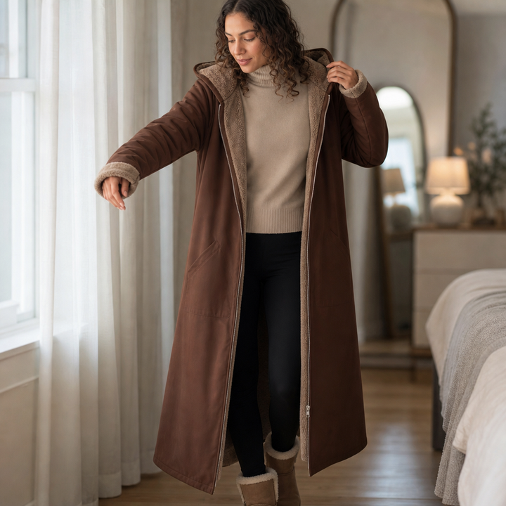 Wintervale – Hooded Shearling-Lined Full-Length Coat