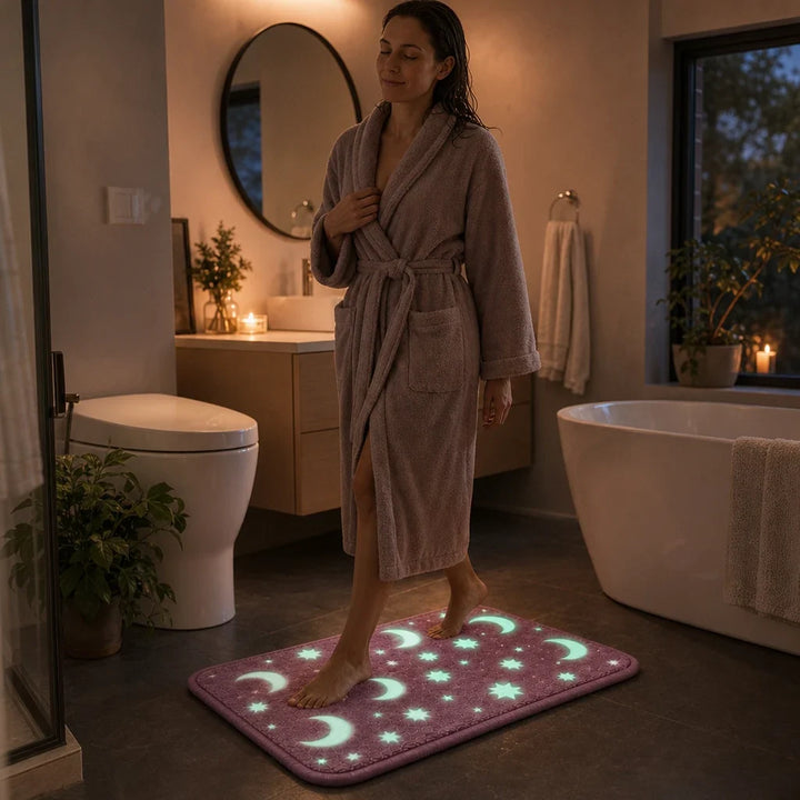 Lunaglow – Glow-In-The-Dark Moon And Star Bath Mat Set