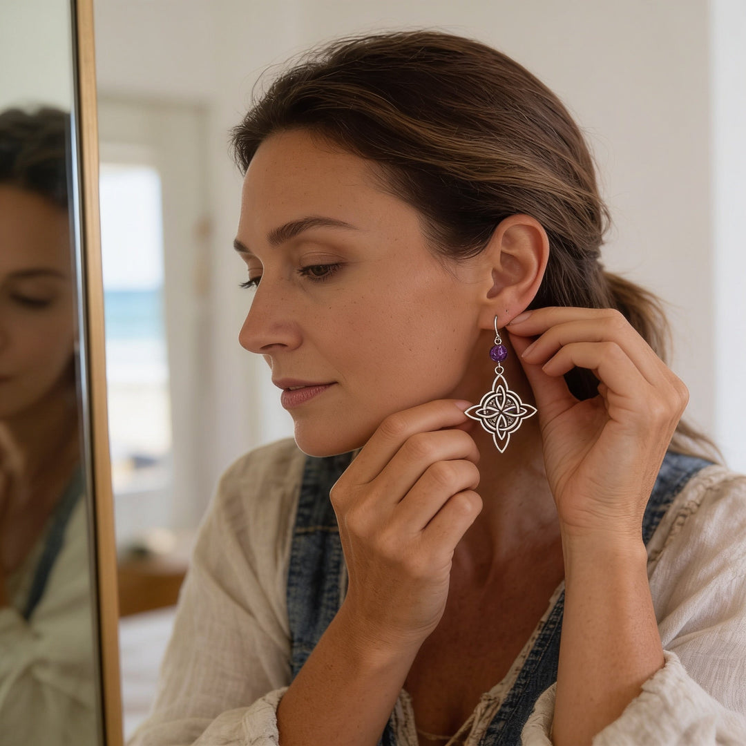 Lunavia – Vintage Celtic Knot Crystal Drop Earrings