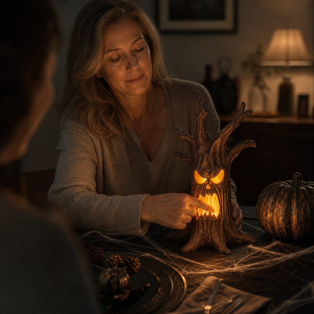 Hollowyn – Carved Face Glow-Through Tree Trunk