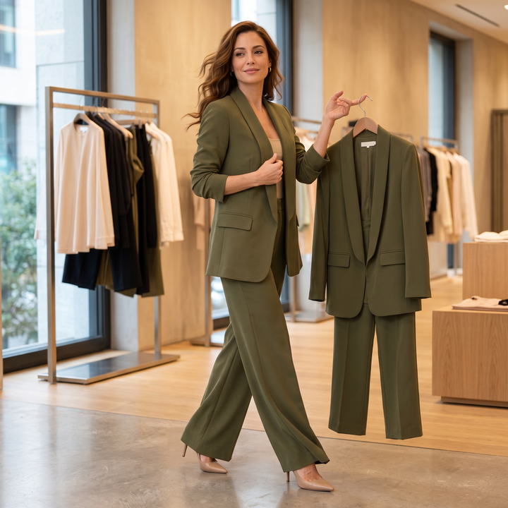 Marlowe Set – Shawl-Collar Blazer And Wide-Leg Pants Set