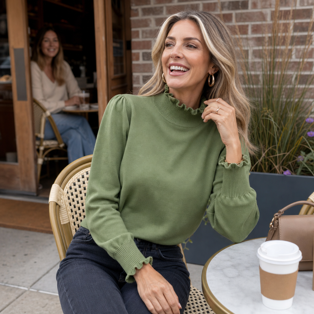 Ruffle & Row – Ruffled Trim Knit Top