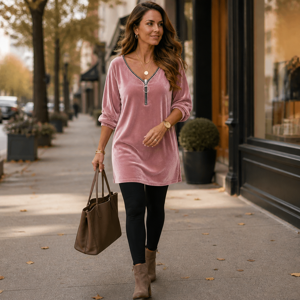 Easona – The Zip-Front Shift Dress That Skims, Not Clings