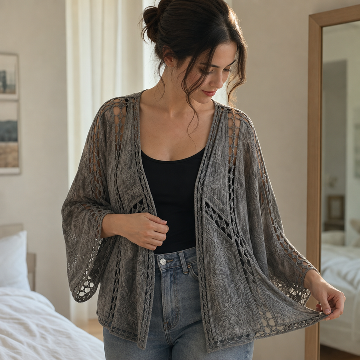Lunaveil – Openwork Lace Oversized Cardigan