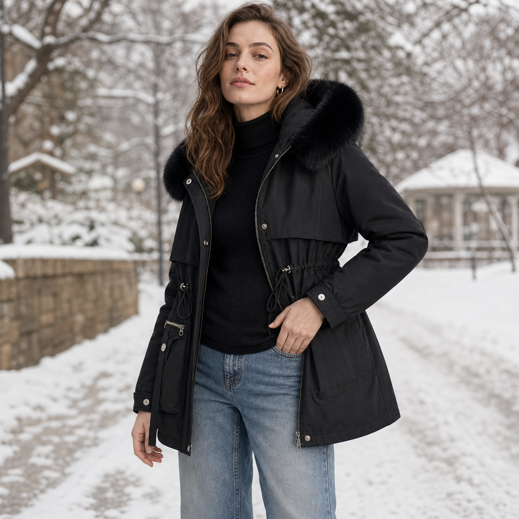 Duvella – Faux Fur Hood Double-Layered Puffer Coat