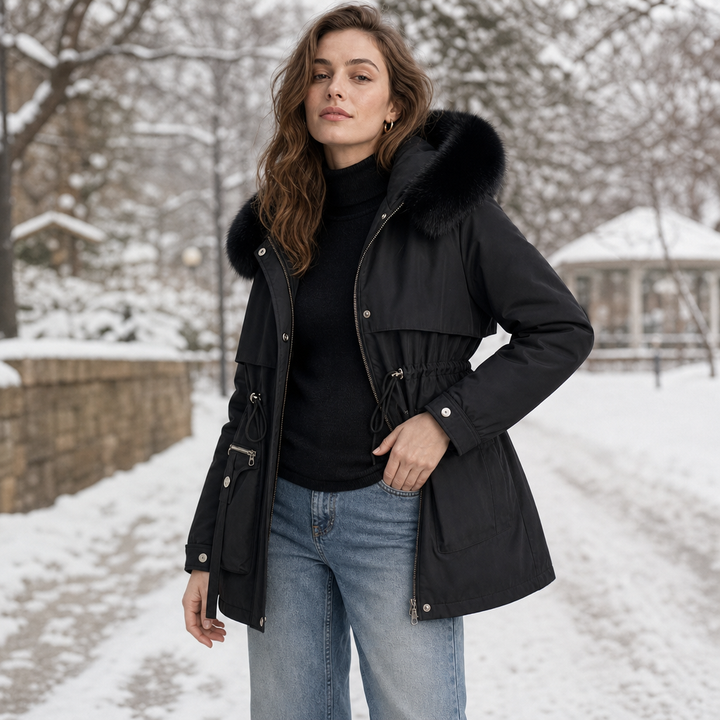 Duvella – Faux Fur Hood Double-Layered Puffer Coat