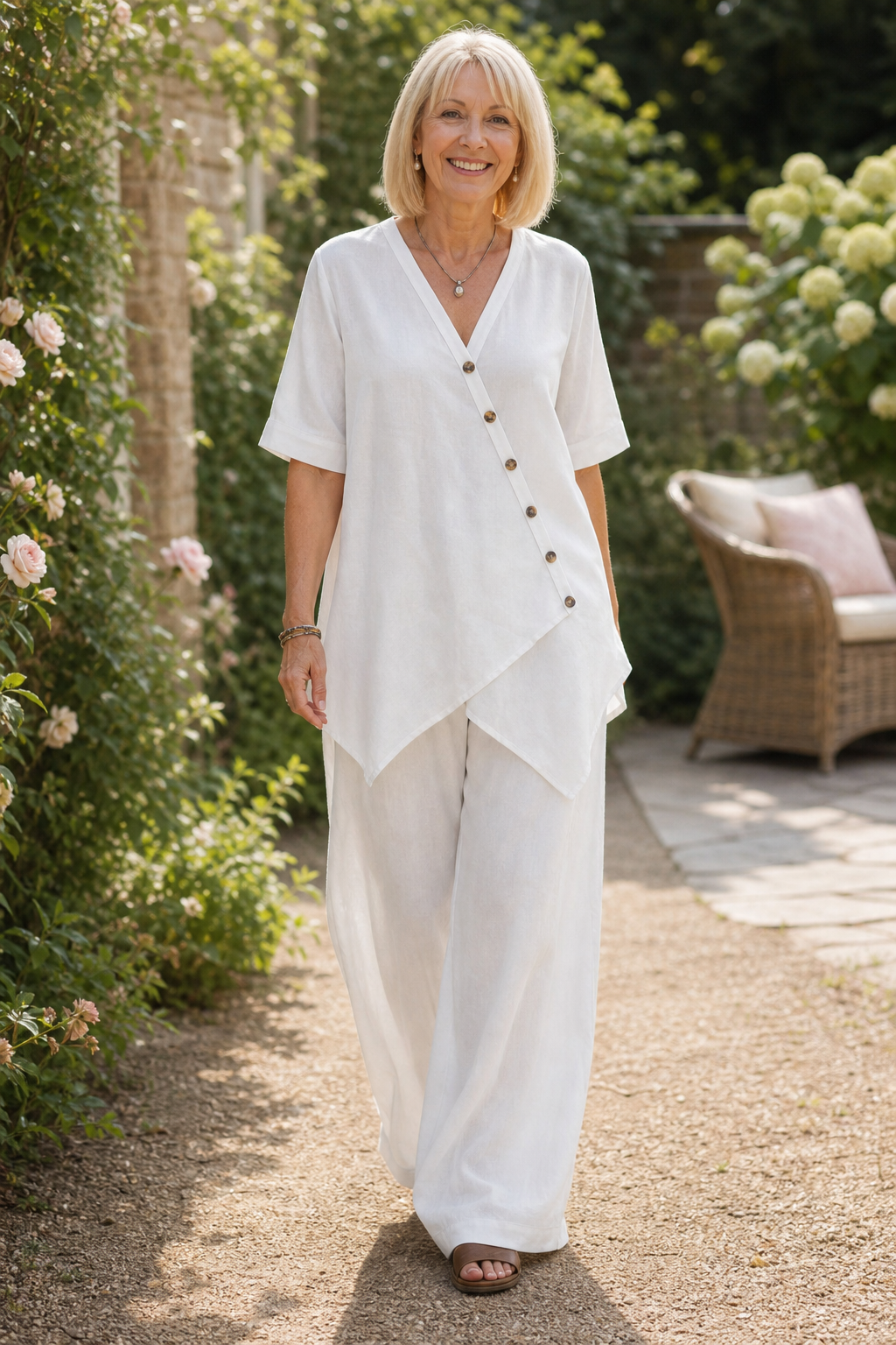 Wearbella – Wide-Leg Linen Top And Trouser Set
