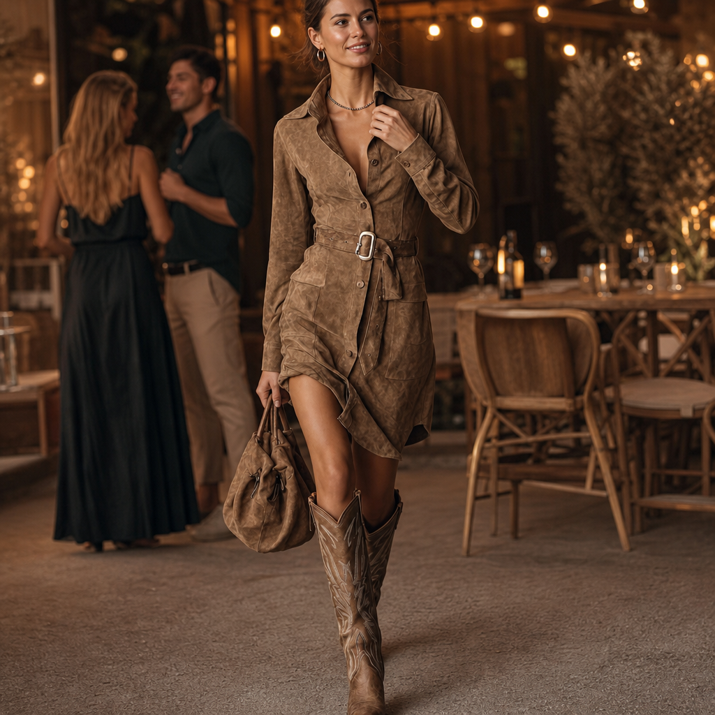 Mélisande – Notched-Collar Belted Midi Shirt Dress