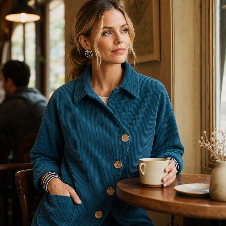 Corfield – Diagonal Button Ribbed Corduroy Shacket