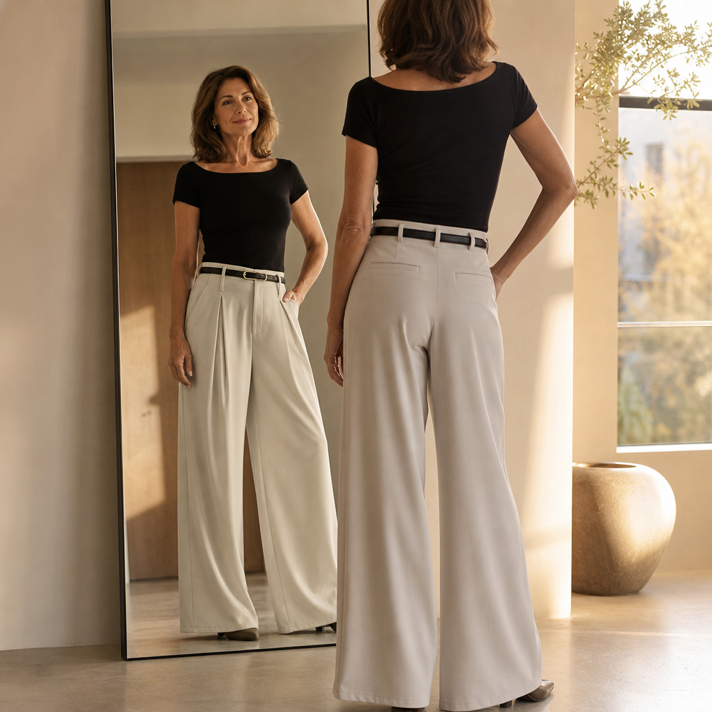 Lunetta – High-Waisted Pleated Wide-Leg Trousers