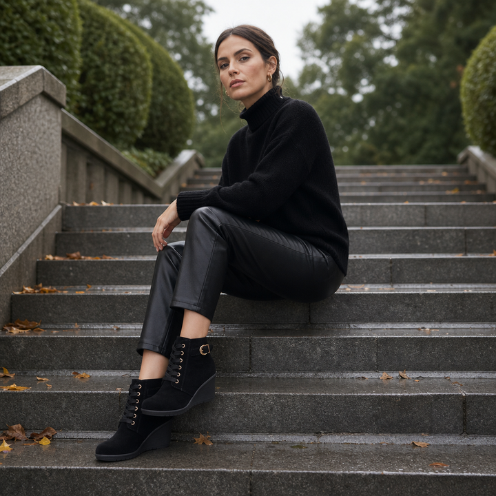 Stepeasy – Water-Repellent Side-Zip Wedge Ankle Boots