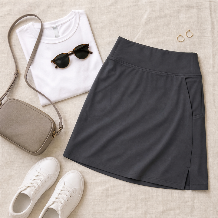 Moteepi™ – Knee-Length Skort with Built-In Shorts