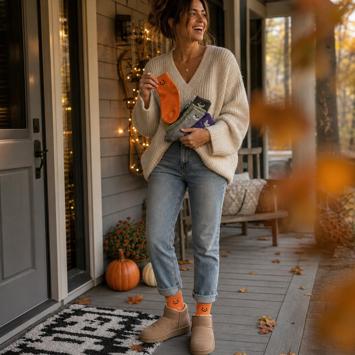 Cuffette – Embroidered Non-Slip Halloween Crew Socks