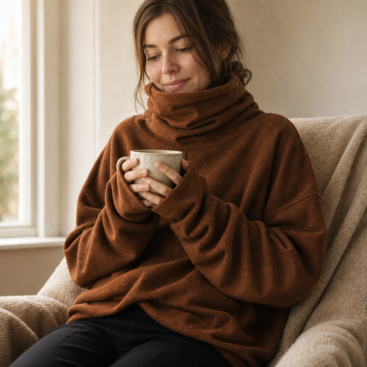 Cowlmara – Brushed Cowl-Neck Oversized Pullover