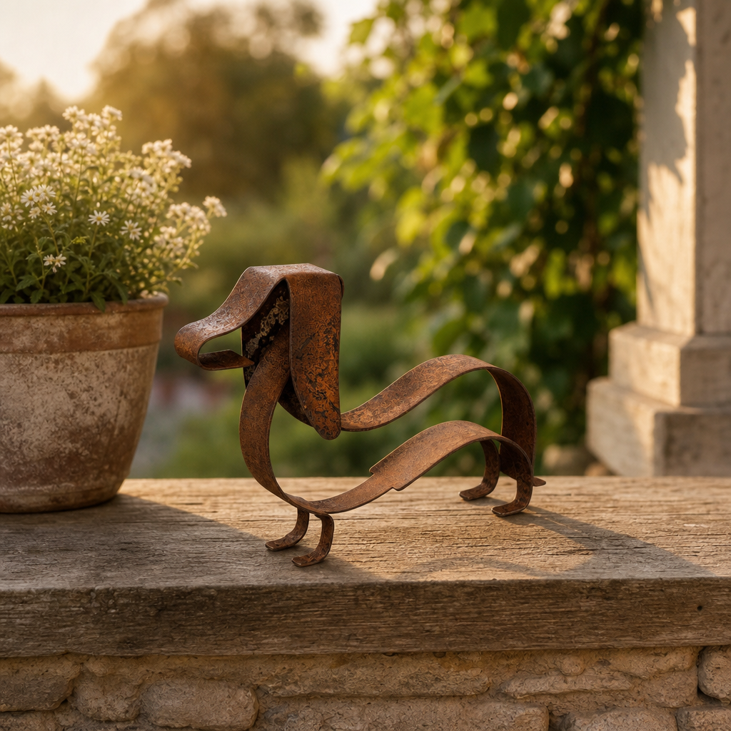 Linebourne – Open-Frame Ribbon Metal Dachshund Sculpture