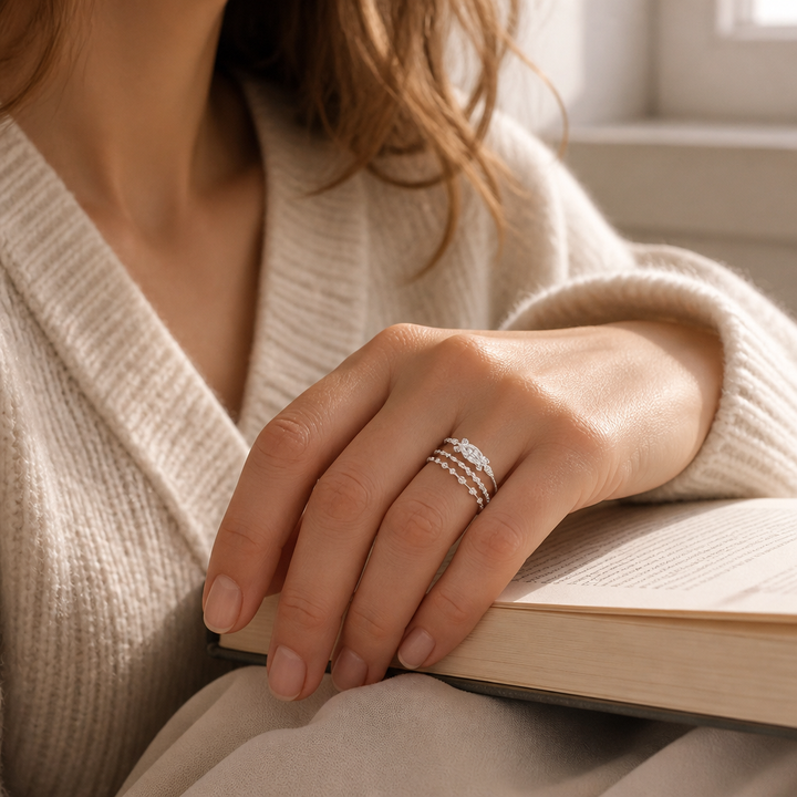 Marquisette – Marquise-Cut Stones 3-Piece Stacking Ring Set