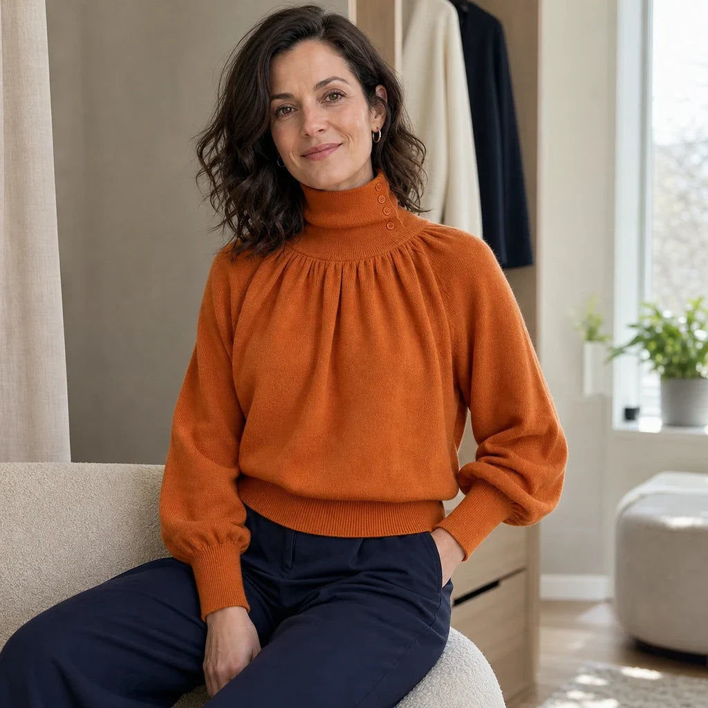 Pleata – Pleated Shoulder Lantern Sleeve Sweater