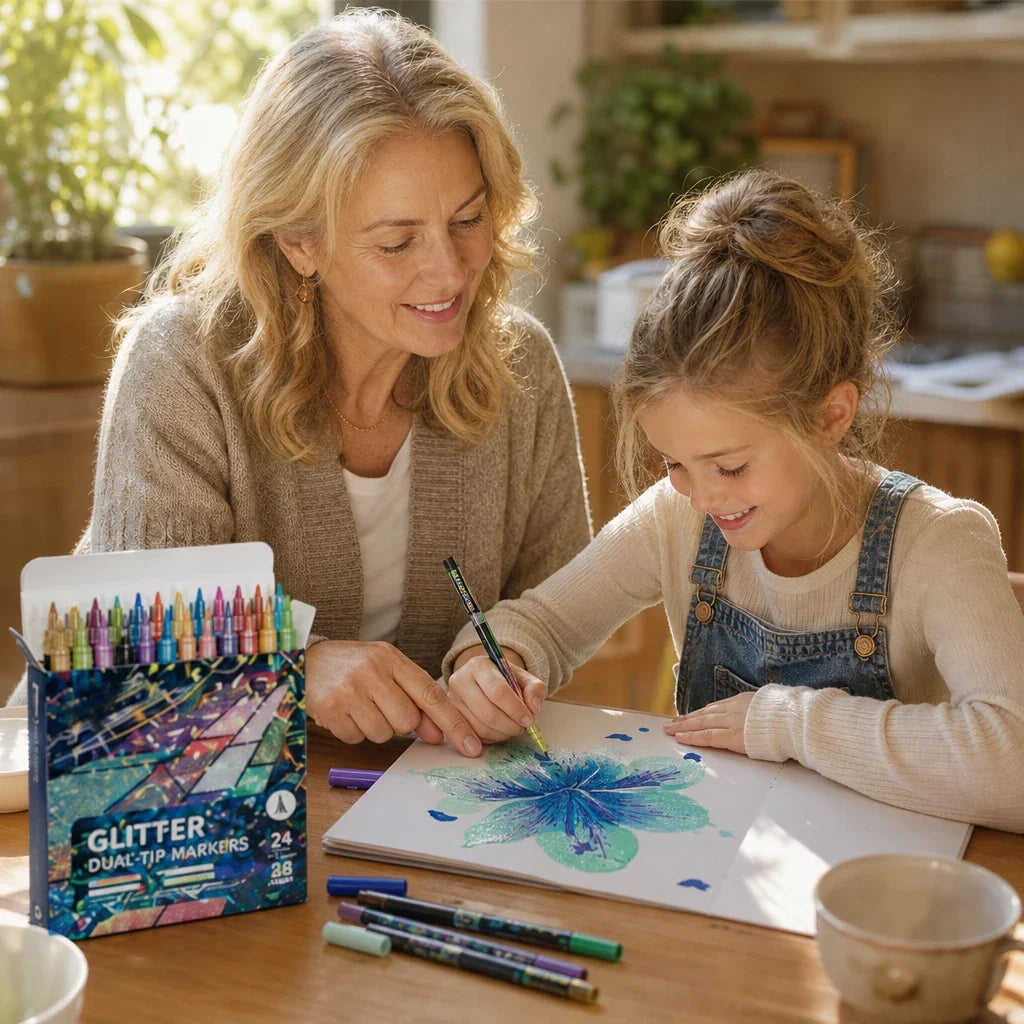 GlimmerDuo – Dual-Tip Glitter Acrylic Paint Markers