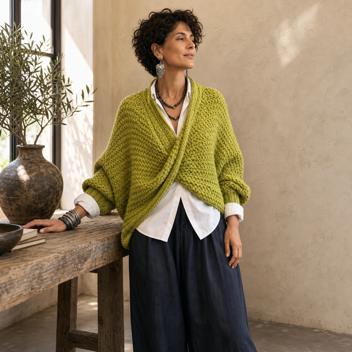 Crossovera – Chunky Knit Crossover V-Neck Sweater
