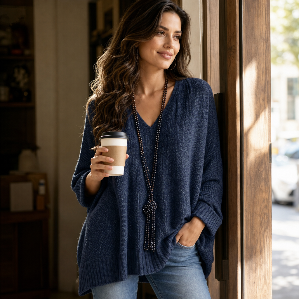 Airloom – Oversized Open-Knit V-Neck Sweater