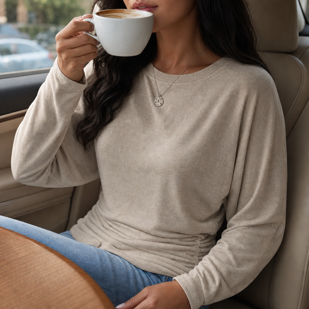 Ruchelle – Side-Ruched Batwing Knit Sweater