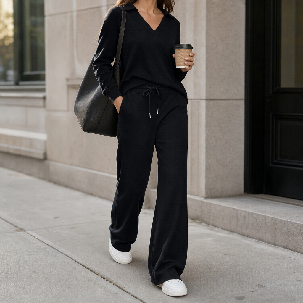 Marlowe – Polo Collar Wide-Leg Lounge Set