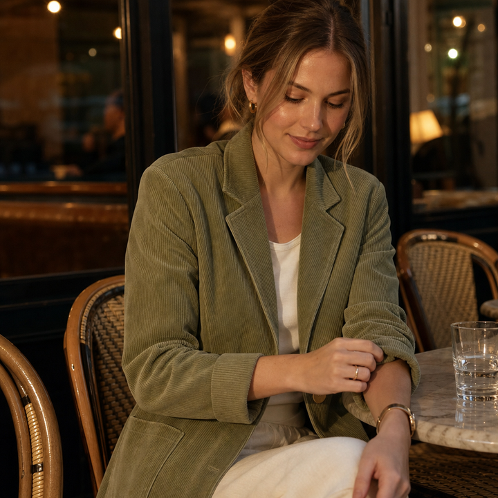 Corduraine – Notch Collar Single-Breasted Corduroy Blazer