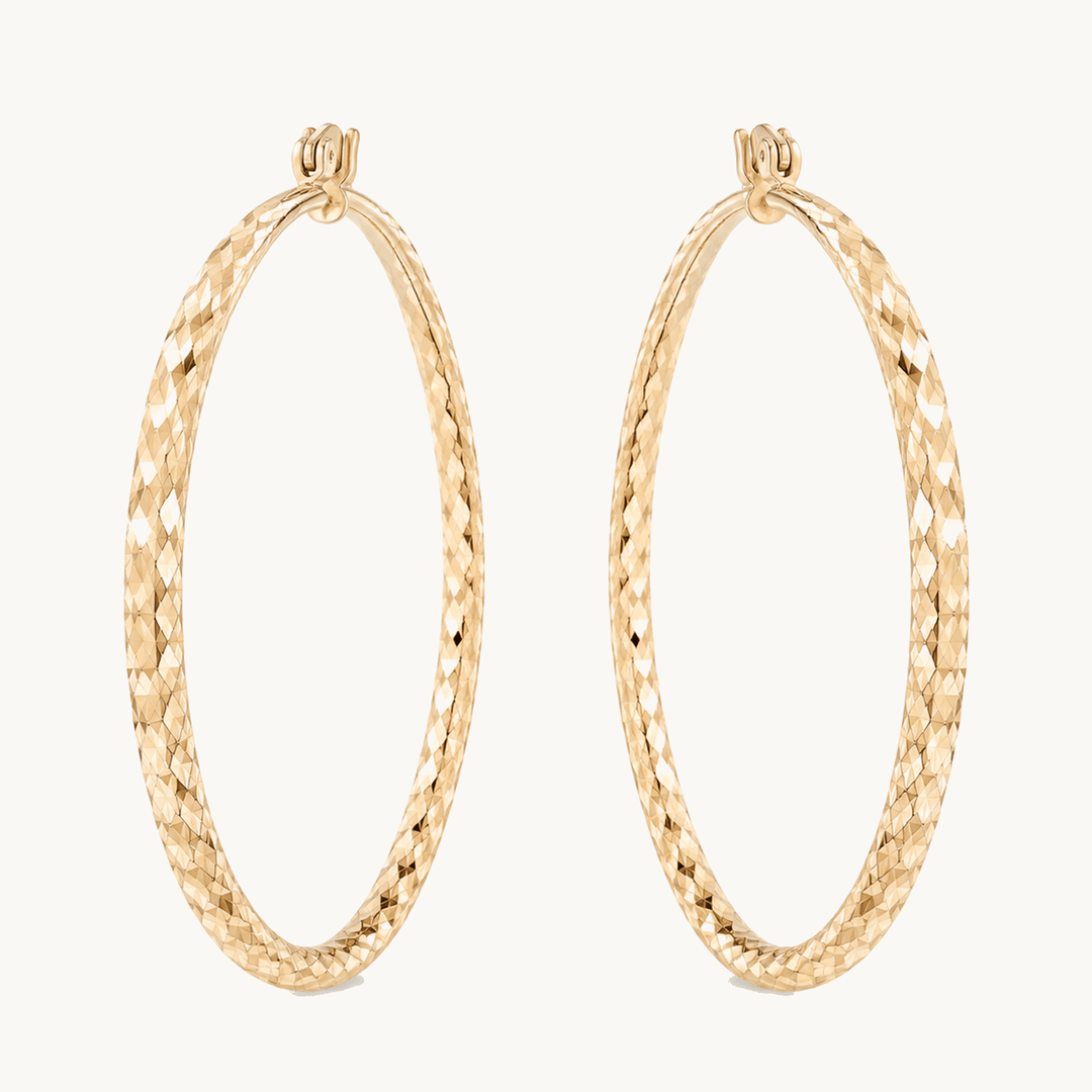 Lumara™ - Diamond-Cut Hoop Earrings Gold