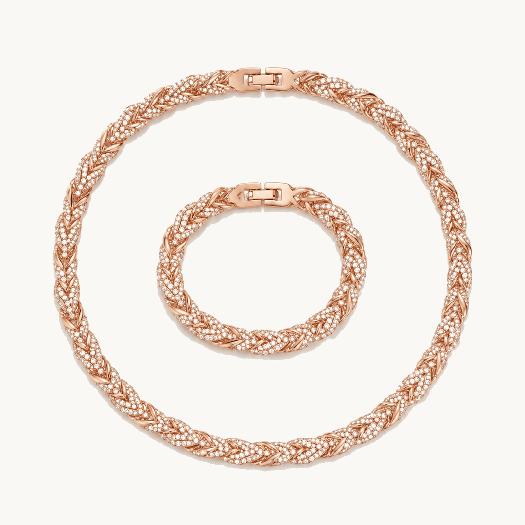 Lumara™ – Sparkling Leaf Link Necklace and Bracelet Set