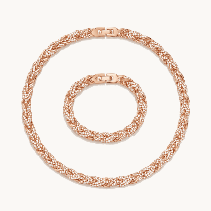 Lumara™ – Sparkling Leaf Link Necklace and Bracelet Set