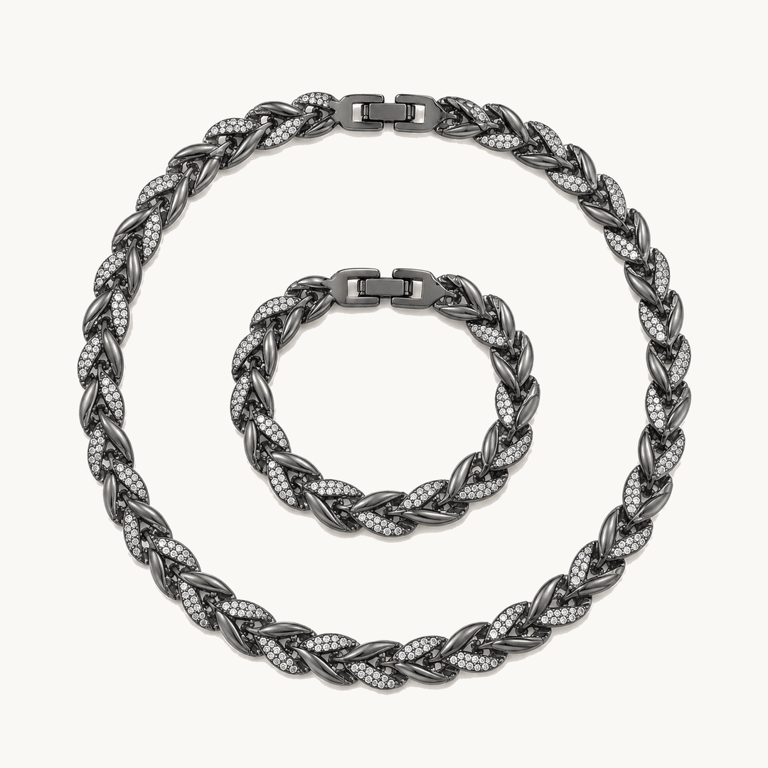 Lumara™ – Sparkling Leaf Link Necklace and Bracelet Set