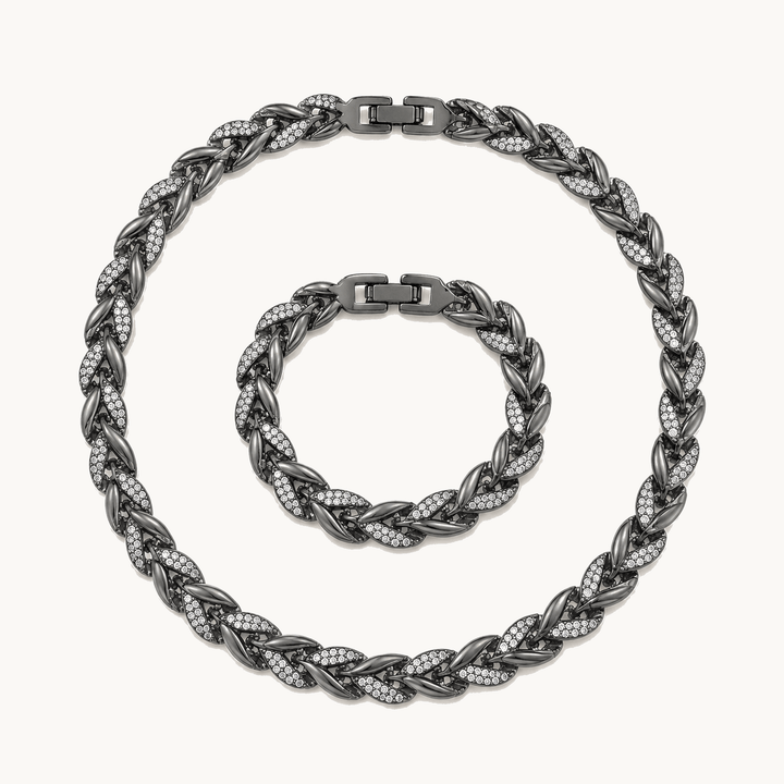 Lumara™ – Sparkling Leaf Link Necklace and Bracelet Set