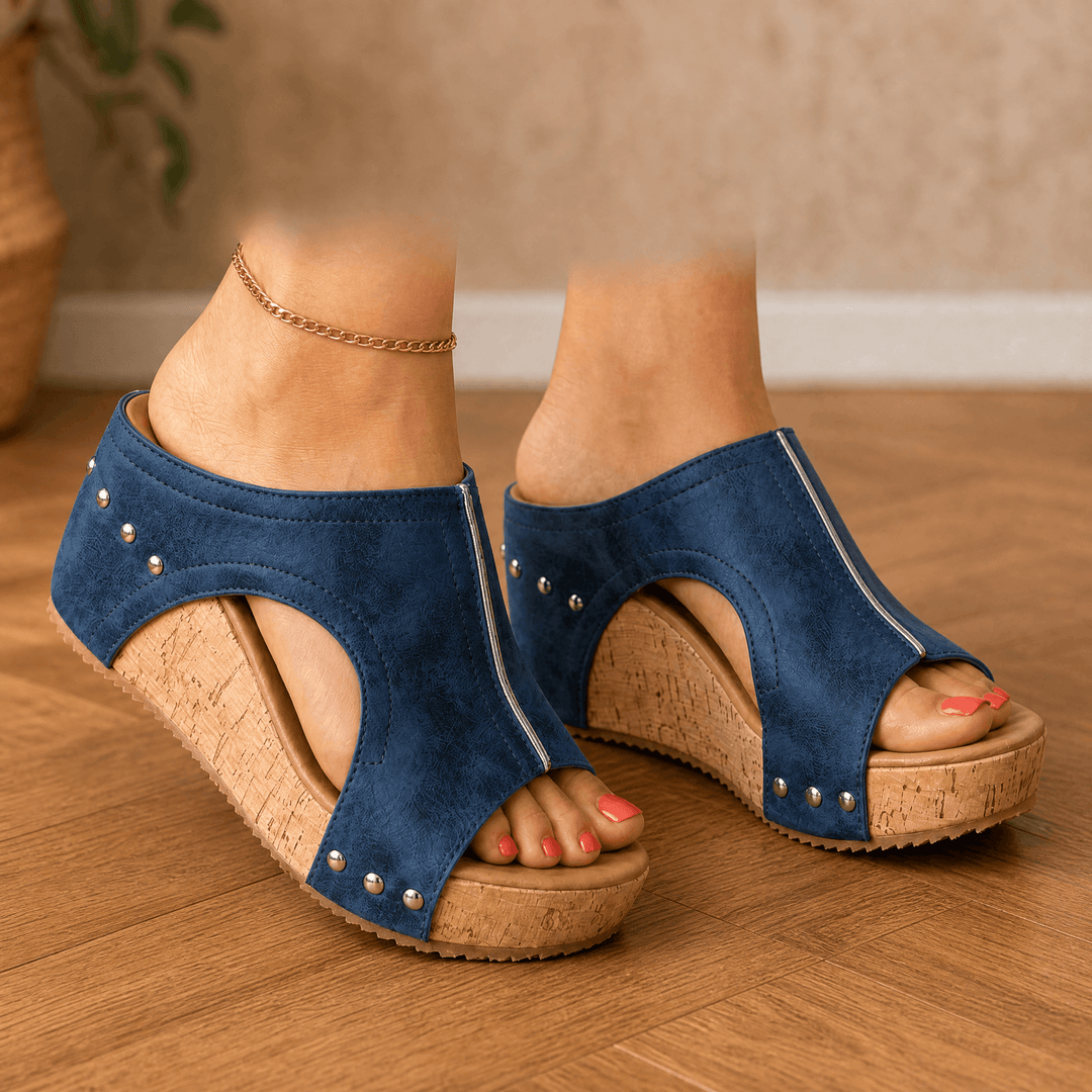 Lumera – Studded Cork Wedge Sandals