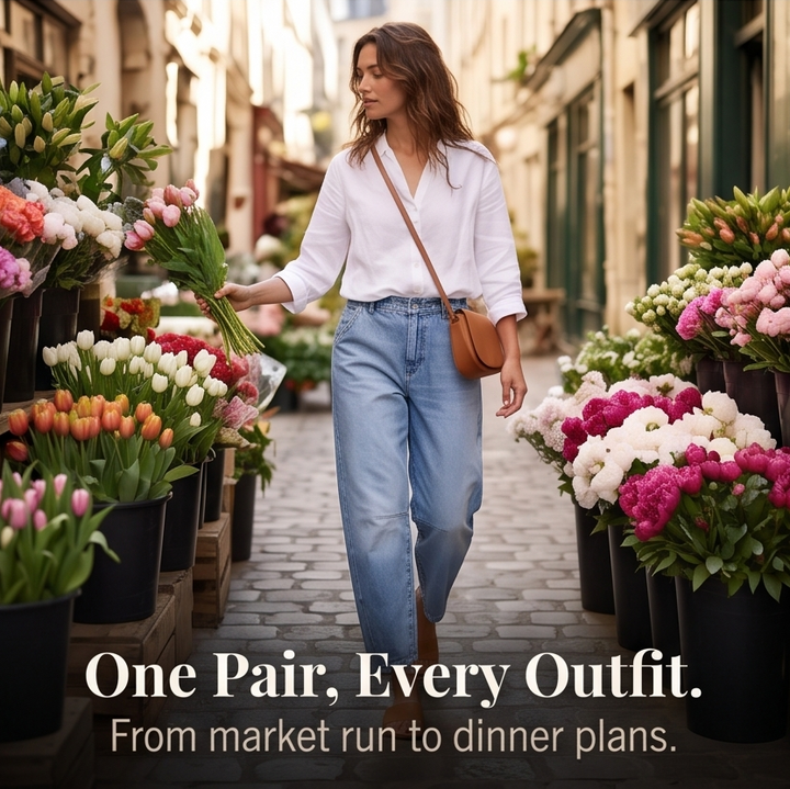 Lumière™ High-Waisted Cropped Barrel Jeans