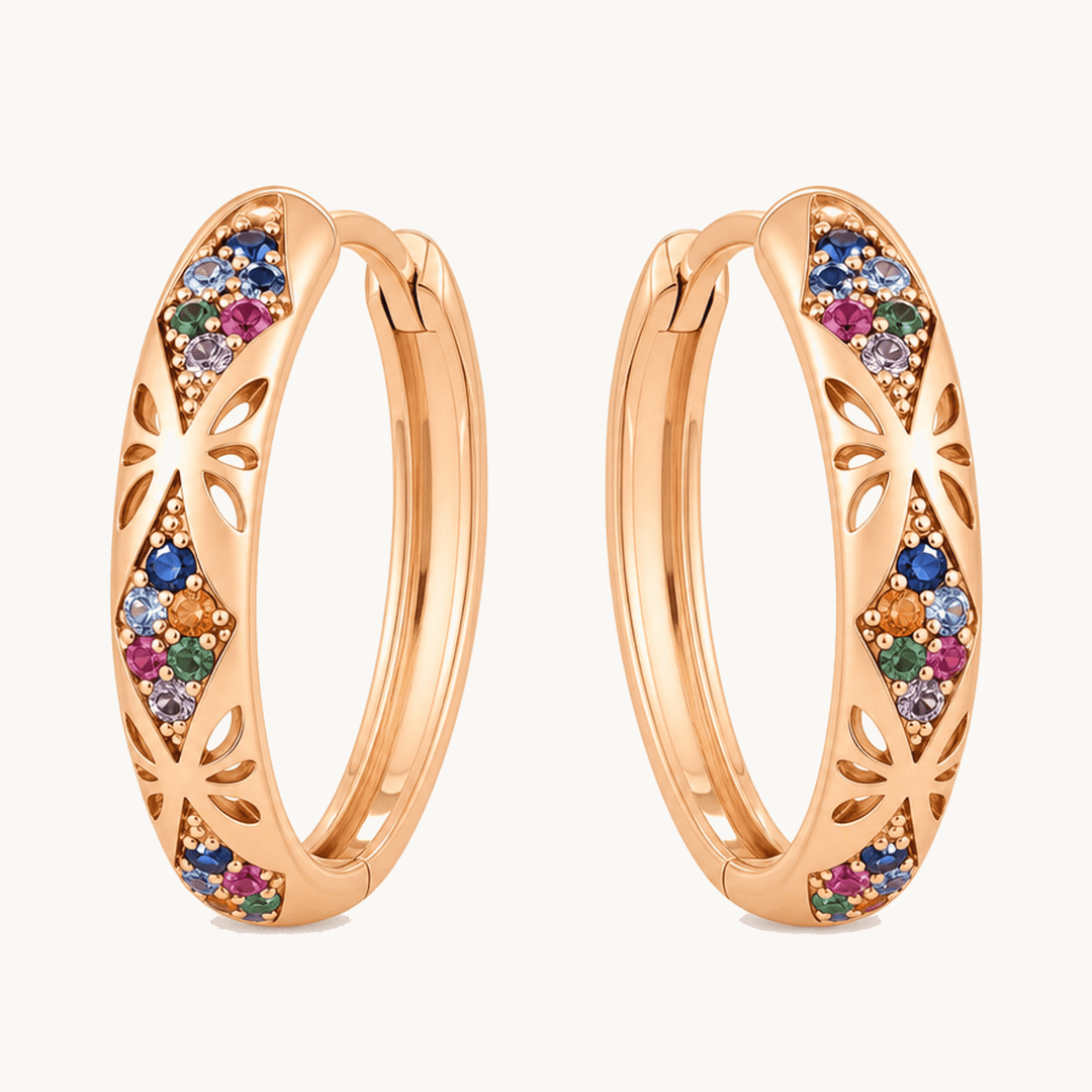 Lumielle™ – Sparkling Rose-Gold Floral Hoops Rose Gold