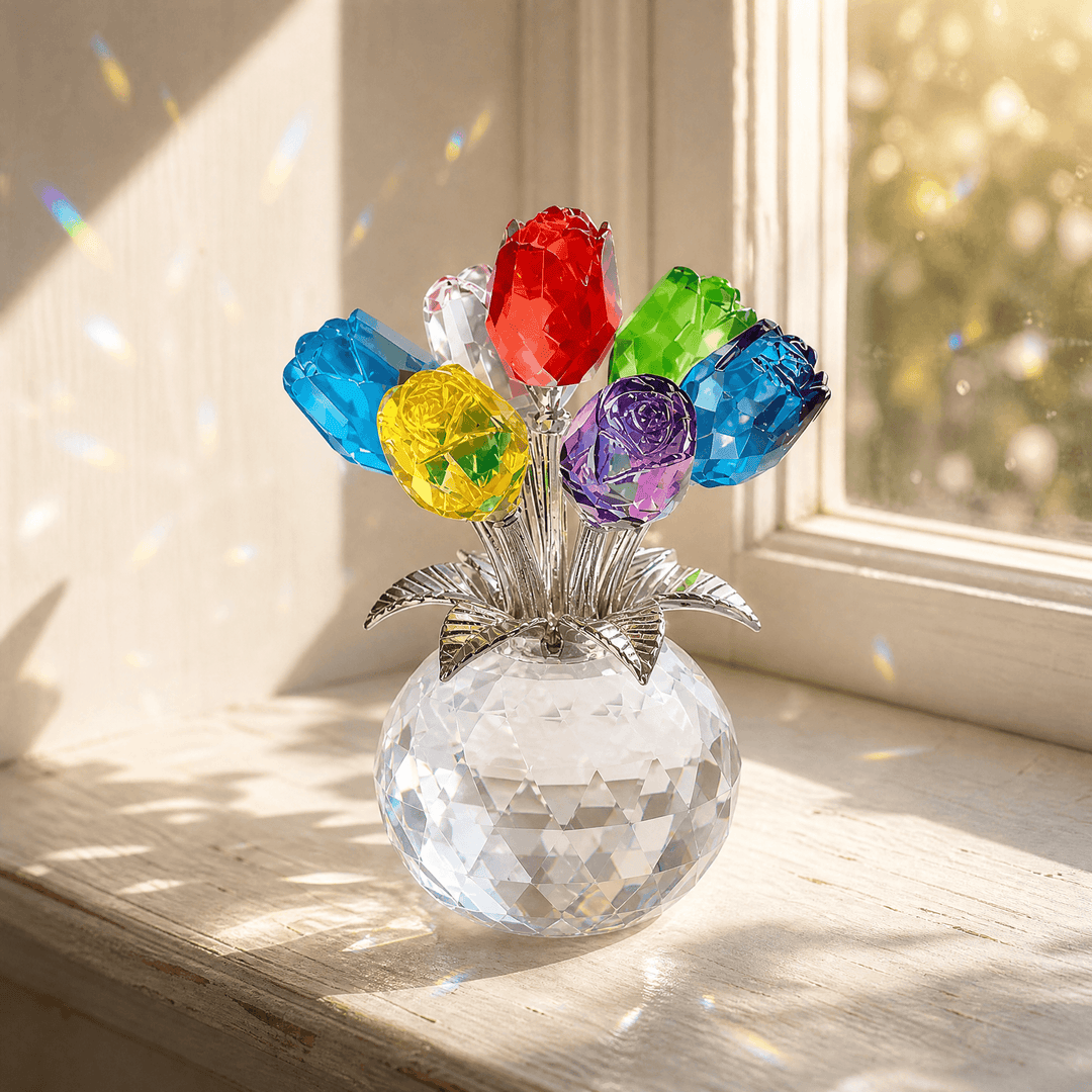 Lumirose – Crystal Rose Bouquet with Vase