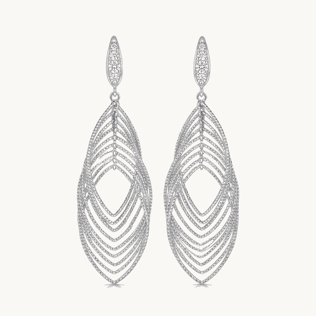 Lumivra™ – Cascading Silver Leaf Earrings