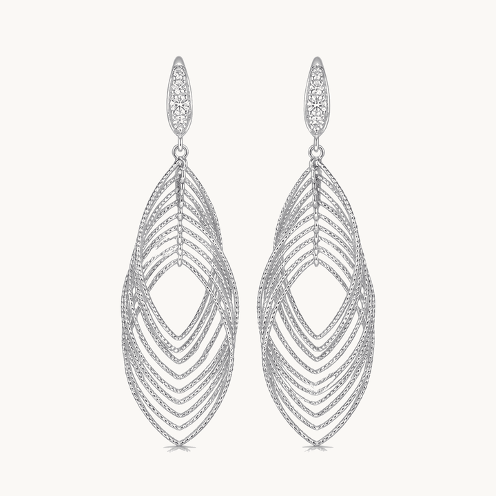 Lumivra™ – Cascading Silver Leaf Earrings