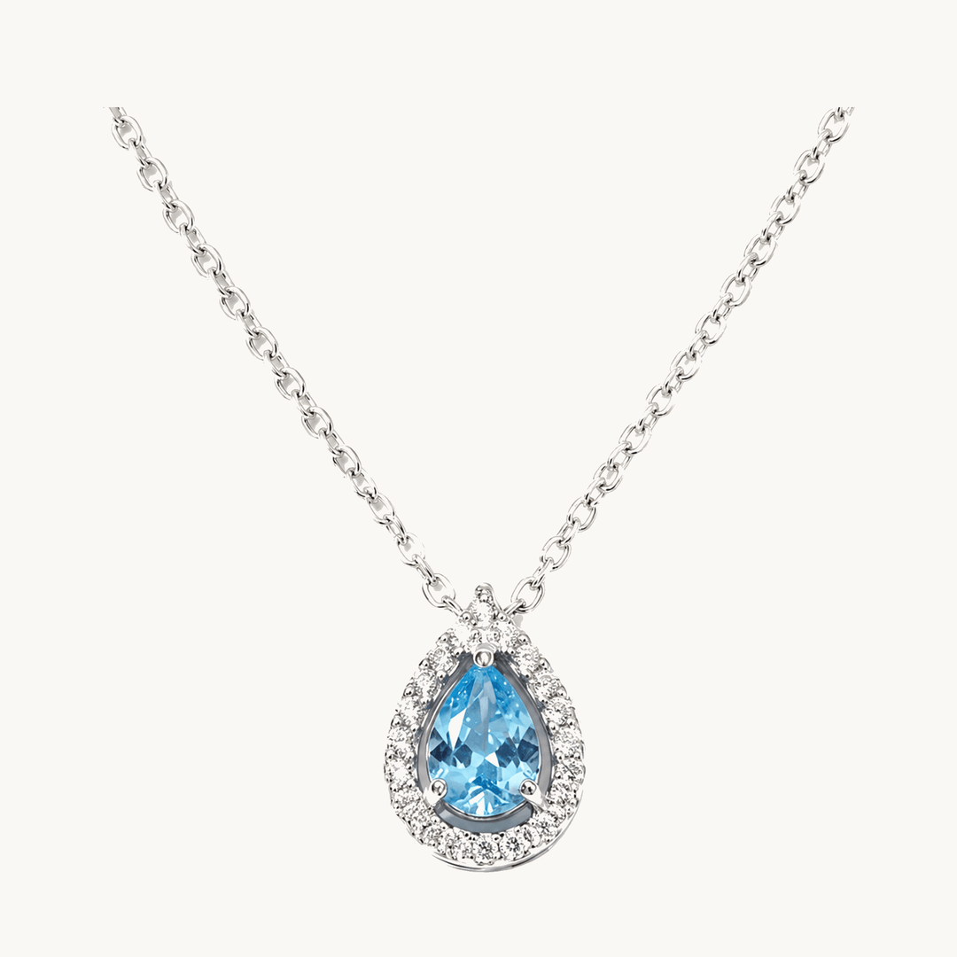 Lunaire™ – Aqua Blue Teardrop Pendant Necklace