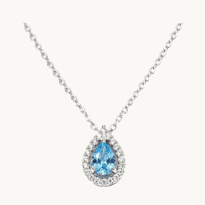 Lunaire™ – Aqua Blue Teardrop Pendant Necklace