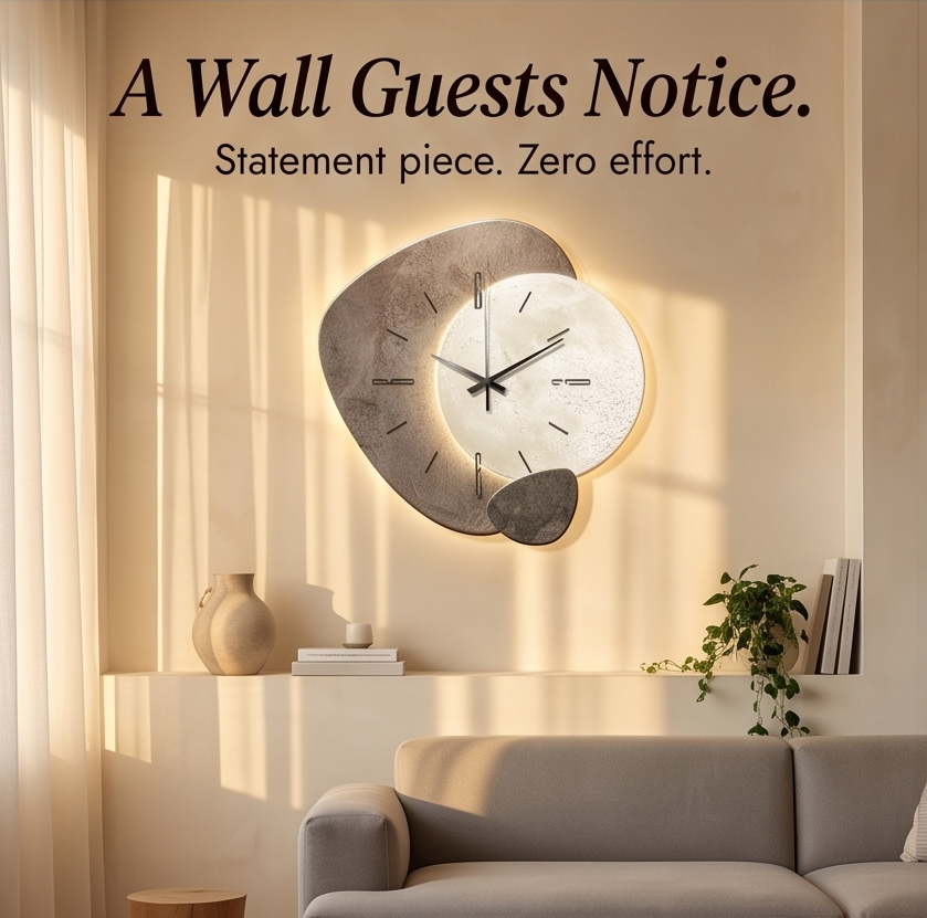 Lunara™ – Moon-Lit Wall Clock with Warm Backlight