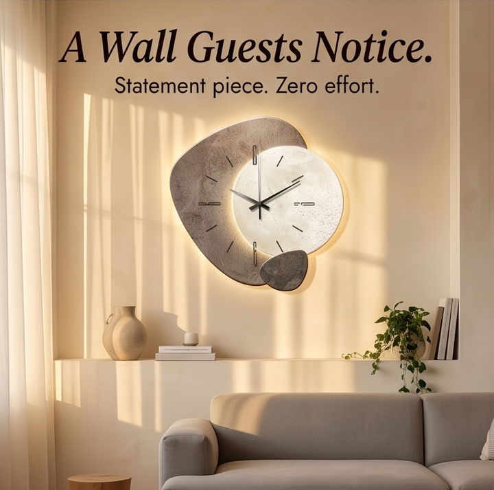 Lunara™ – Moon-Lit Wall Clock with Warm Backlight