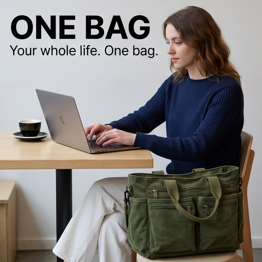 Lunavia™ - Corduroy Utility Tote with 6 Pockets